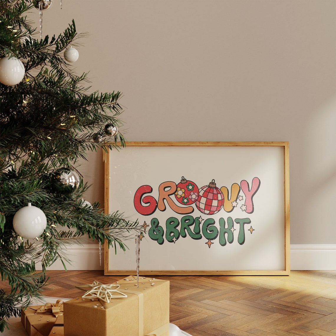 Groovy and Bright Retro Christmas Ornament Bubble Letters Poster - Image 5