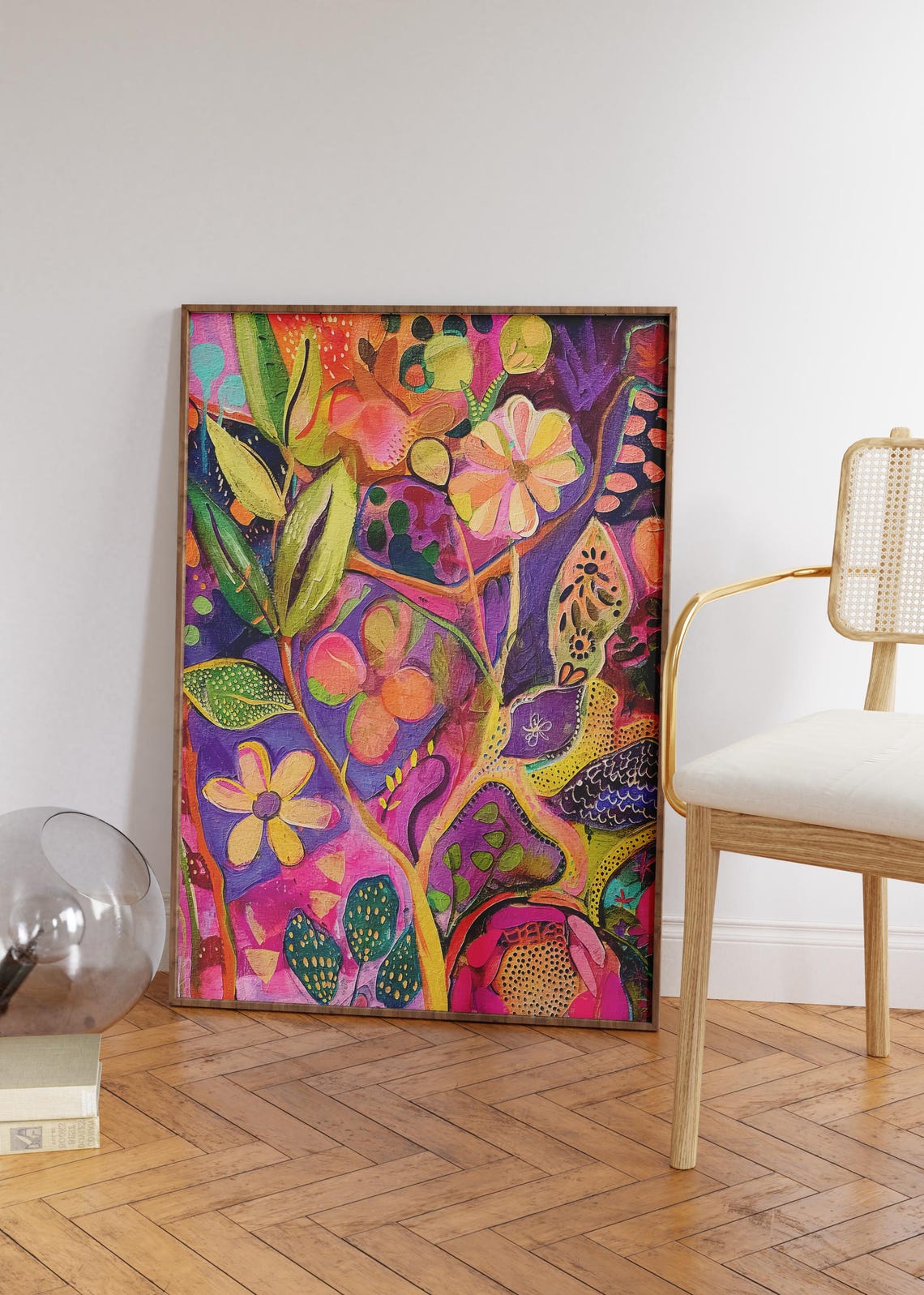 Bold Eclectic Abstract Flower Painting Jewel Tone Decor Poster - Image 5