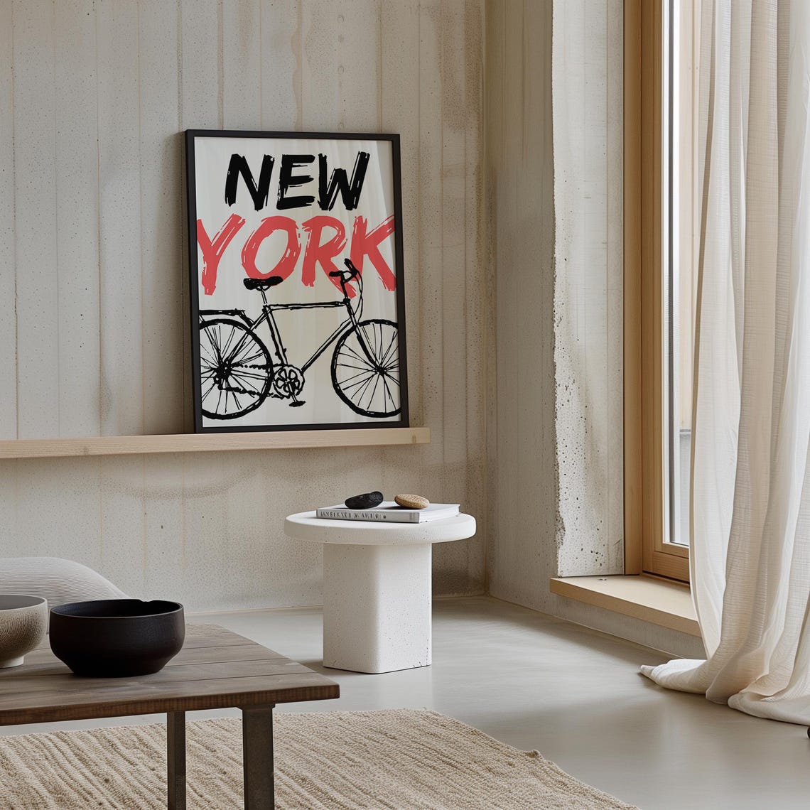 New York City Bicycle Brush Lettering Sketch Typography Poster - Image 3