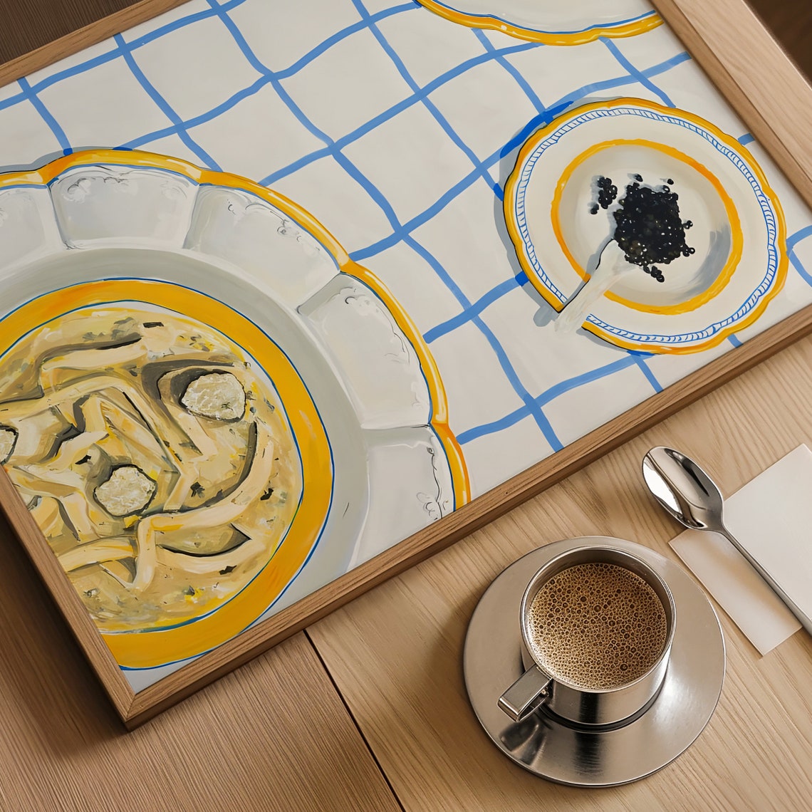 Hand Drawn Dinner Party Pasta Table Maximalist Kitchen Wall Art - Image 4