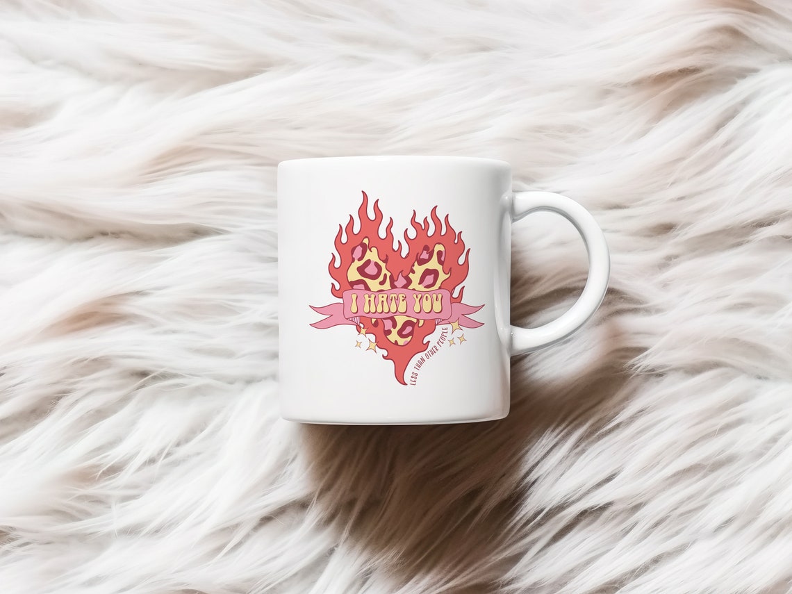 I Hate You Less Than Other People Flaming Leopard Heart Poster - Image 2