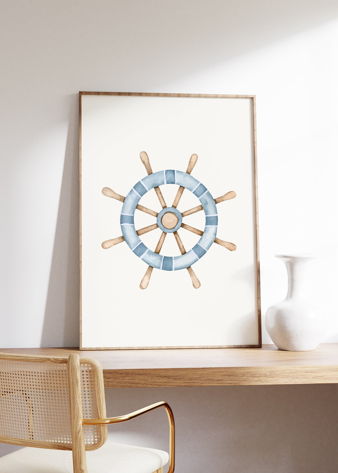 Watercolor Ship Wheel - Nautical Nursery Decor - Image 3