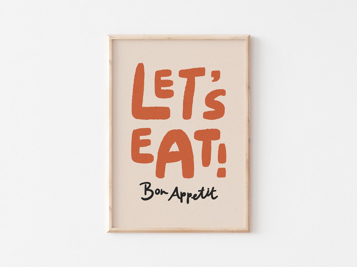 Let's Eat Bon Appetit Orange Kitchen Dining Room Decor Poster - Image 3