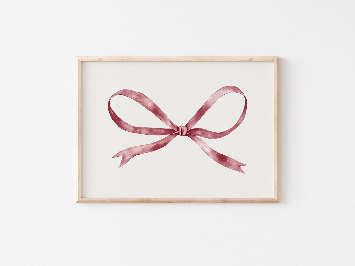 Bow Nursery Art Print, Preppy Girly Watercolor - Image 4