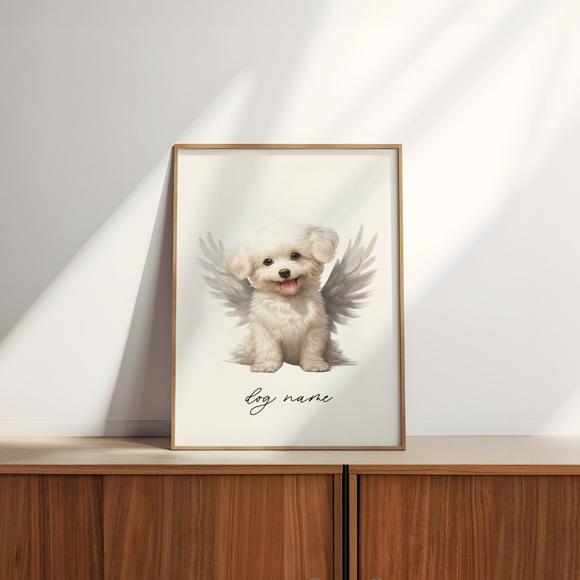 Sweet Angel Puppy with Wings Personalized Dog Memorial Gift Poster - Image 2