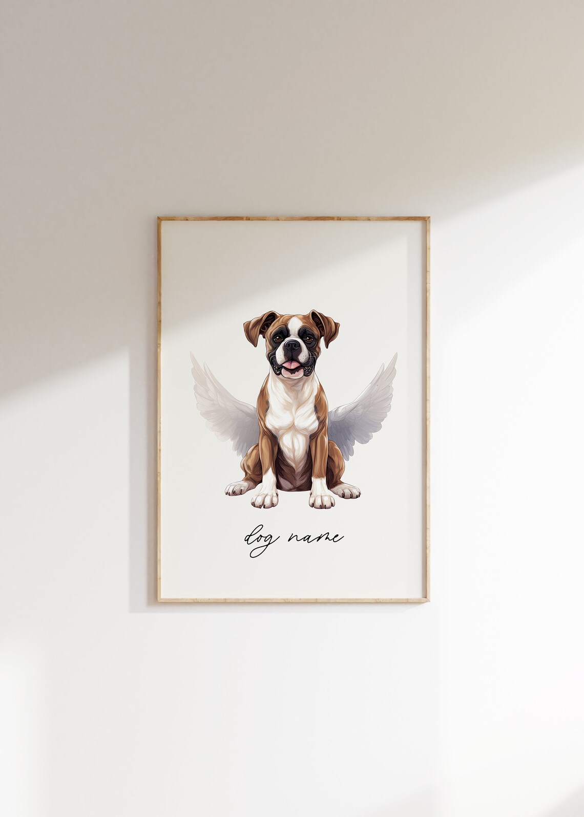 Boxer Dog Angel Wings Sitting Puppy Memorial Portrait Poster - Image 2