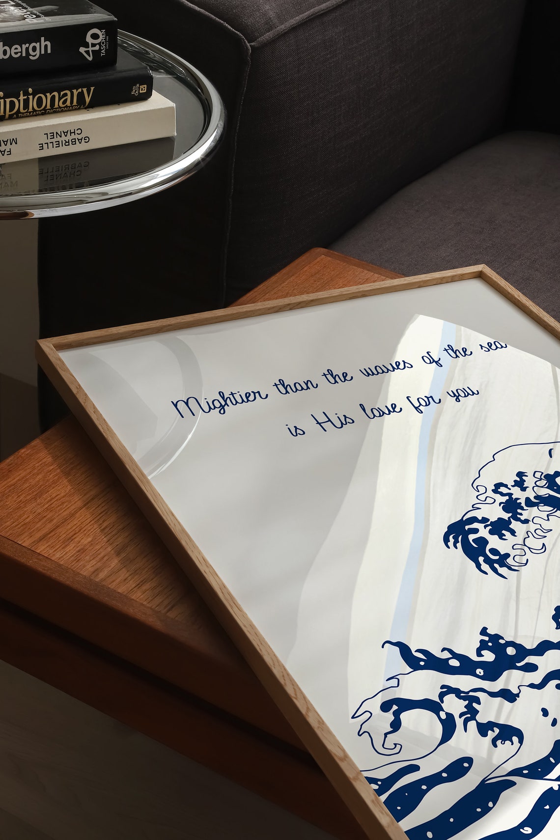 Mightier Than The Waves Bible Verse Ocean Wave Scripture Art Poster - Image 4