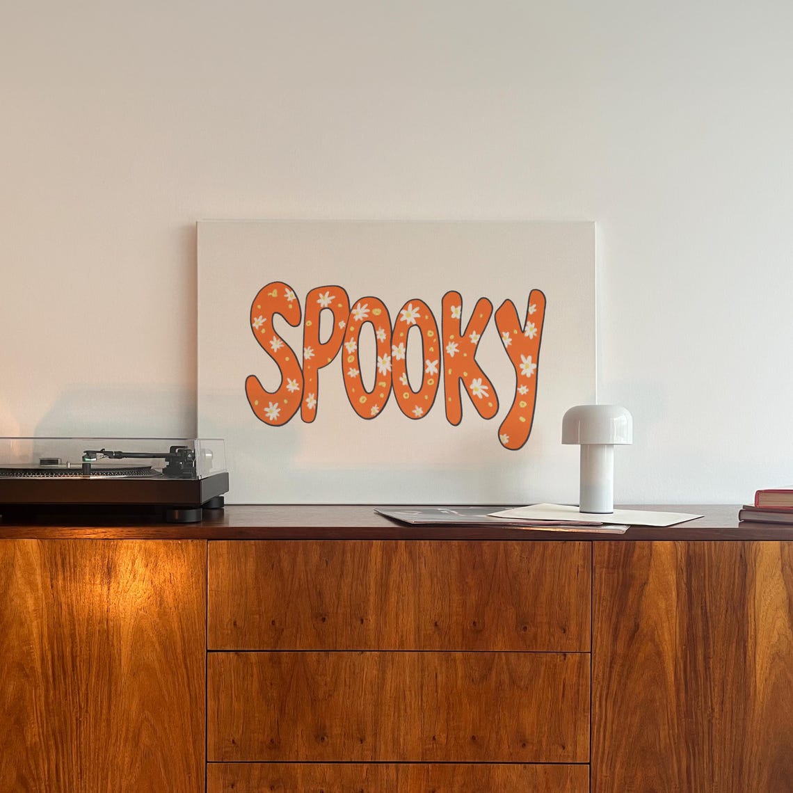 Spooky Orange Floral Bubble Letter Retro Typography Halloween Poster - Image 2