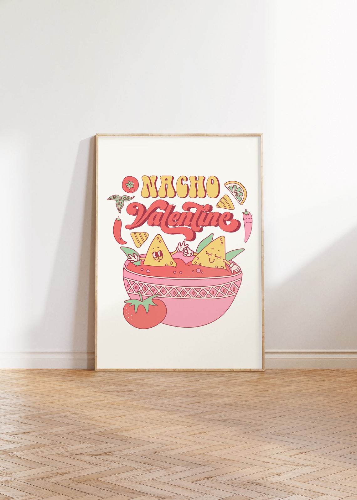 Retro Nacho Valentine Tortilla Chip Salsa Bowl Funny Art Print - Image 4