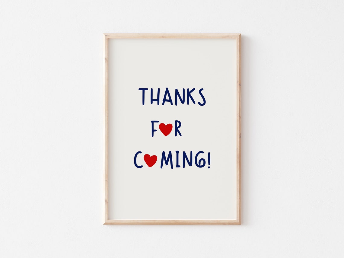 Thanks for Coming Navy and Red Heart Guest Quote Wall Poster - Image 5