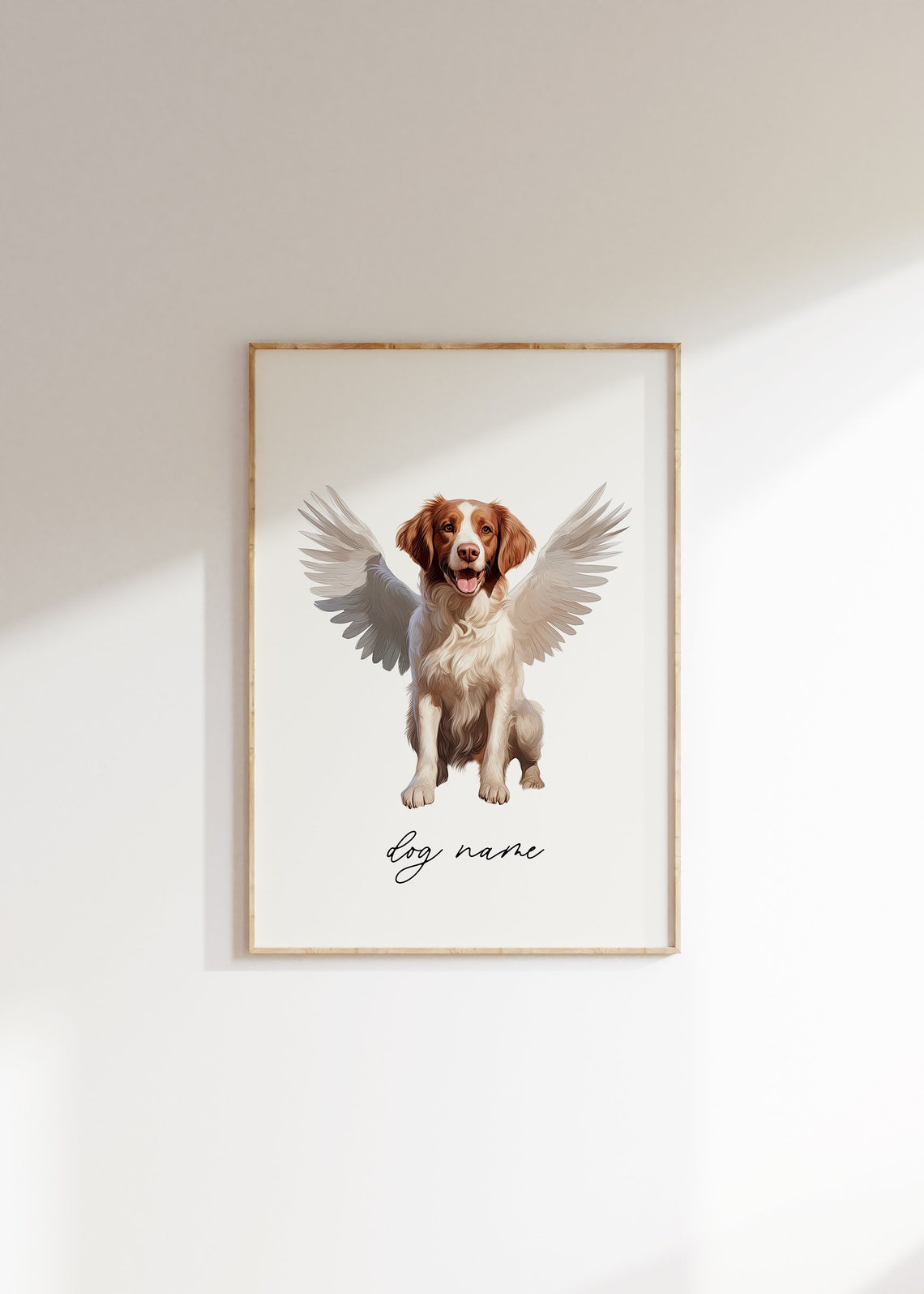 Brittany Dog Memorial Rainbow Bridge Print Pet Loss Memorial Gift Portrait Angel Dog Print Pet Loss Sympathy Gift Custom Dog Painting - Image 2