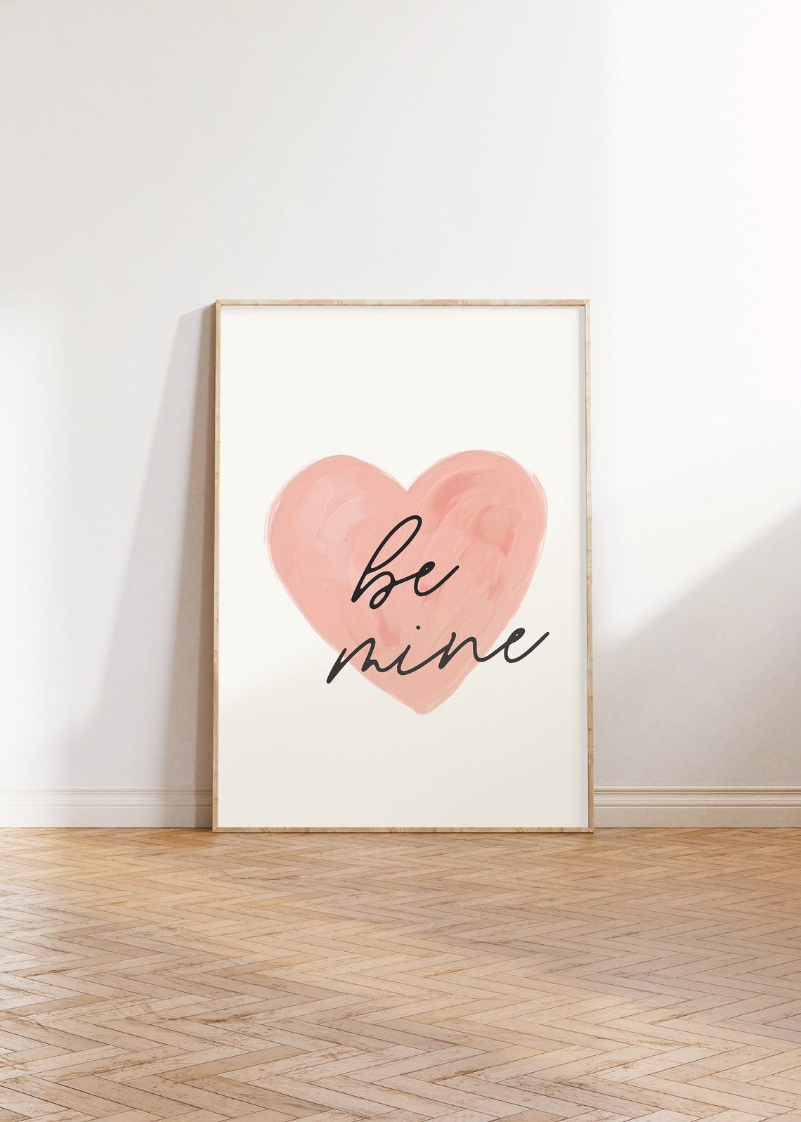 Be Mine Soft Blush Pink Watercolor Heart Valentine's Love Print - Image 4