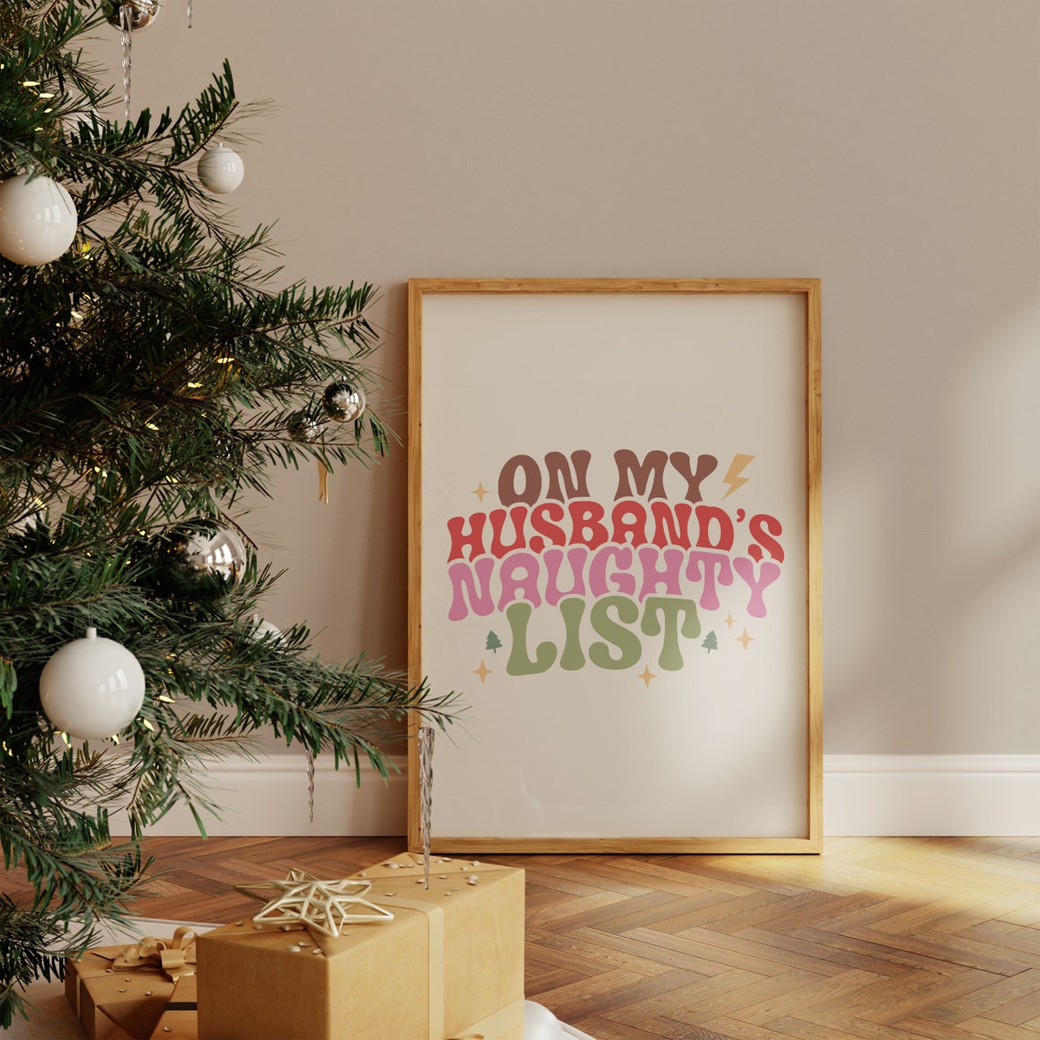 On My Husbands Naughty List Funny Christmas Quotes Sarcastic Christmas Humorous Christmas Art Print Adult Humor Christmas Art - Image 4