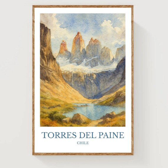 Towering Torres del Paine Granite Peaks Above a Glacial Lake Poster