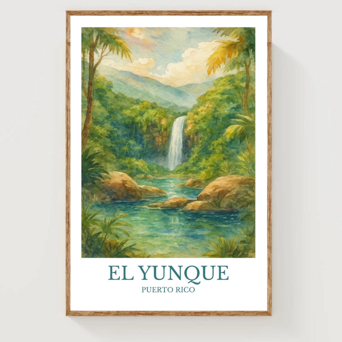 El Yunque Watercolor Design Poster Puerto Rico Print Wall Art