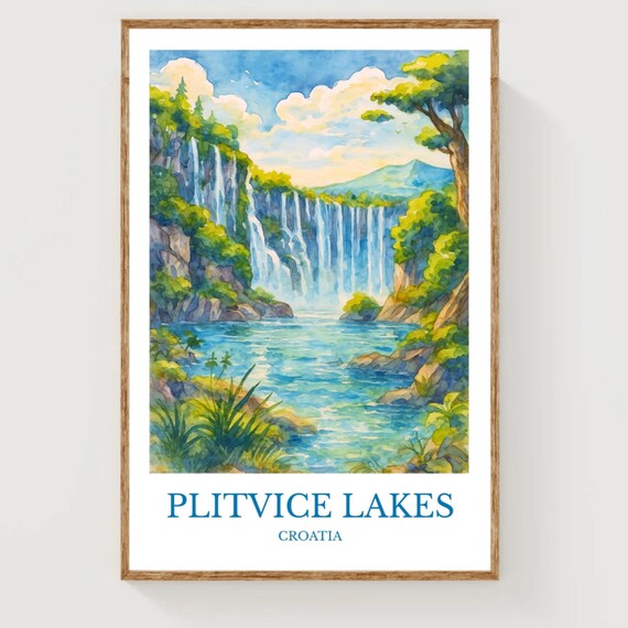 Plitvice Lakes Travel Poster