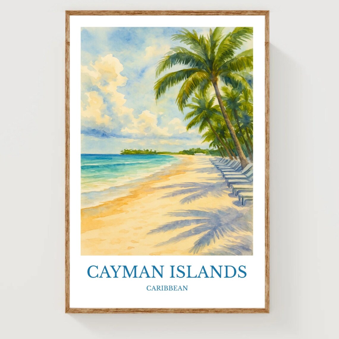 Cayman Islands Caribbean Palm Beach Loungers Watercolor Poster