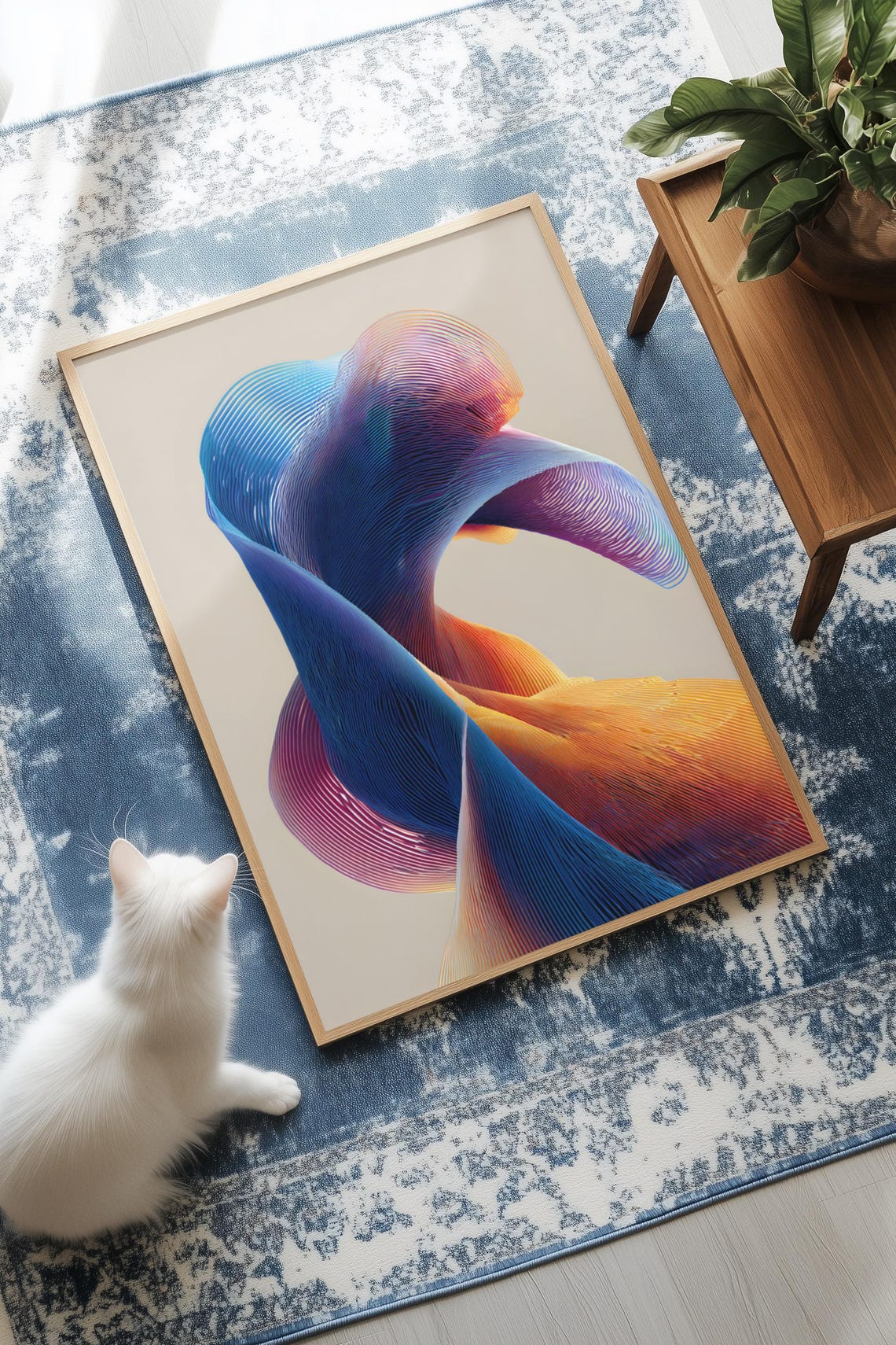 Abstract Wind Representation Flowing Curves Wall Art