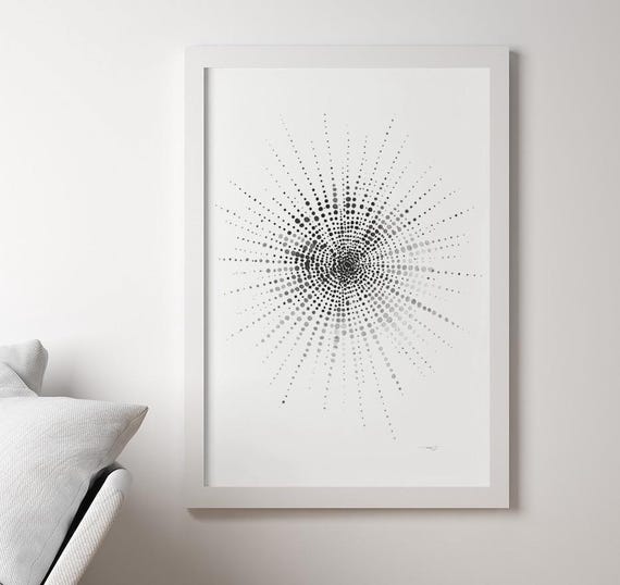 Minimal Dot Burst Wall Art Abstract Radiating Dots Print