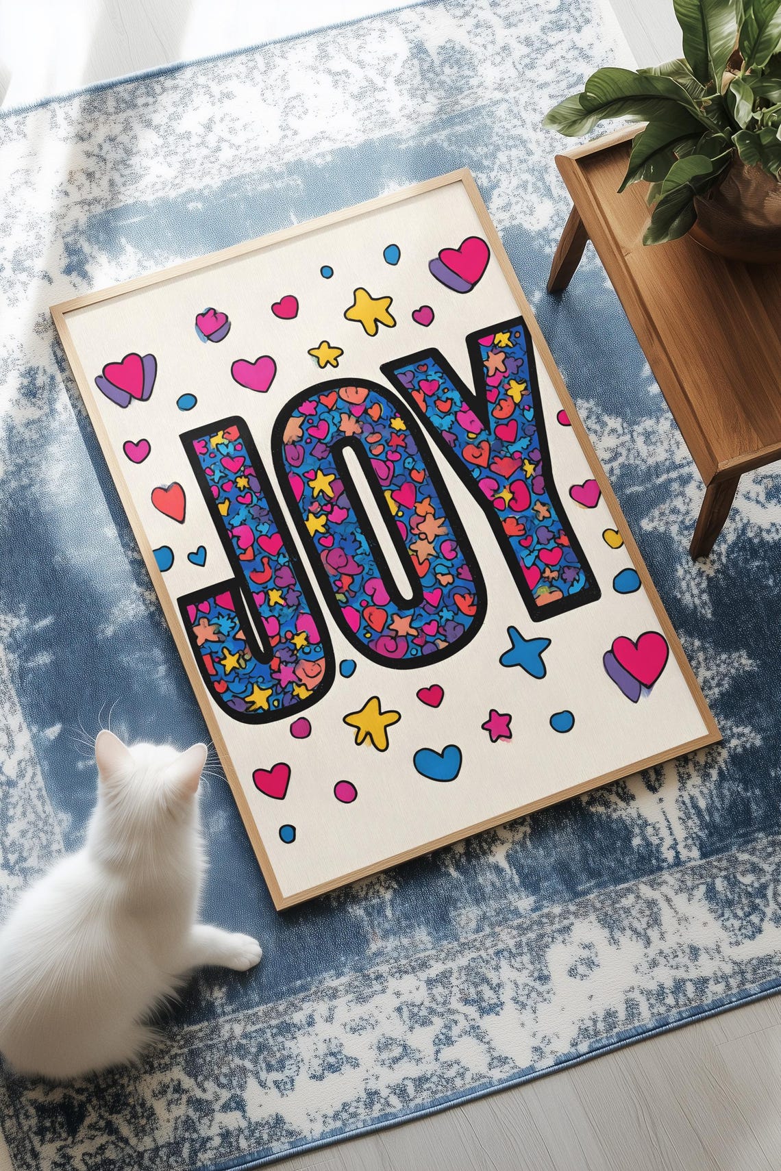 Joy Typography Pop Art Hearts Bold Colorful Word Wall Poster