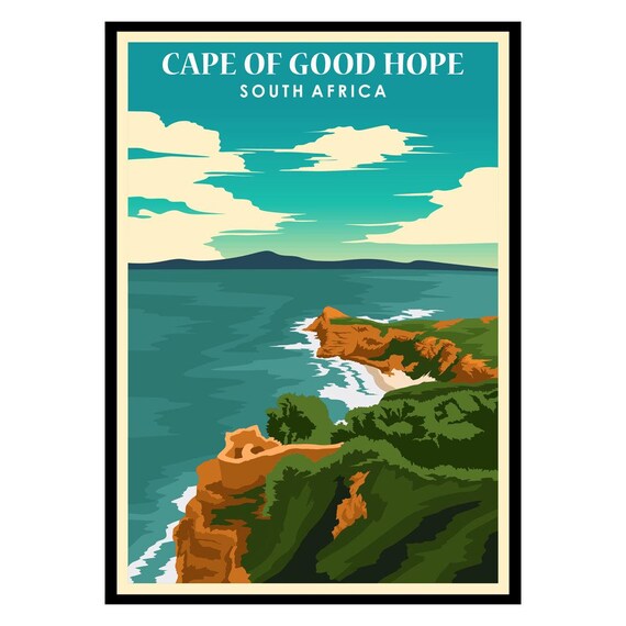 Cape of Good Hope South Africa Coastal Cliffs Vintage Travel Poster