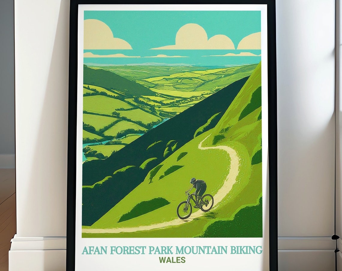 Afan Forest Park Mountain Biker on Green Valley Trail Poster