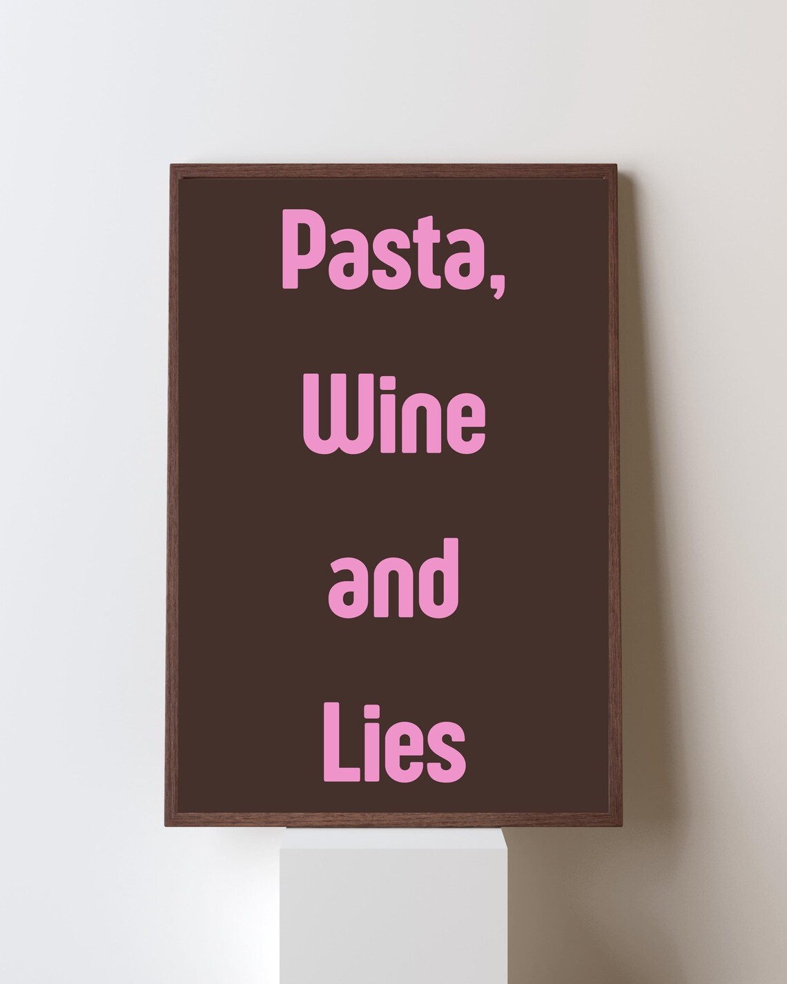 Pasta Wine And Lies, Playful Kitchen Art Print