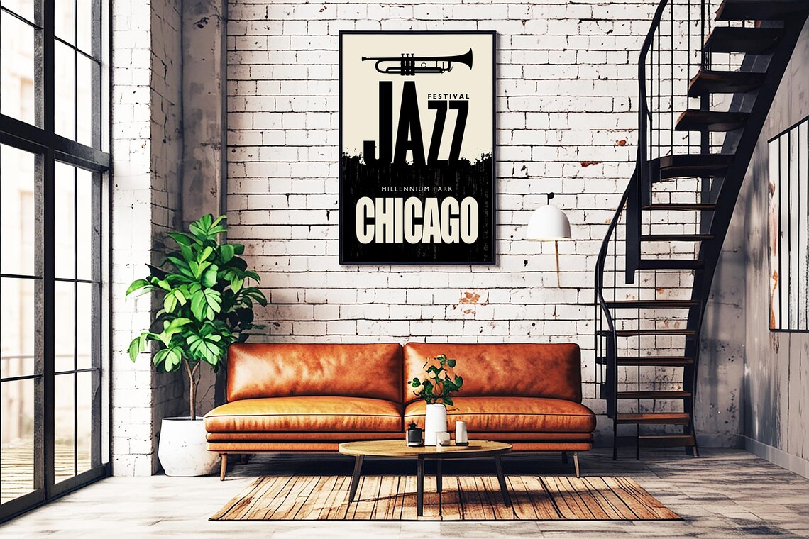 Chicago Jazz Poster, Mid-Century Music Art Print - Image 3