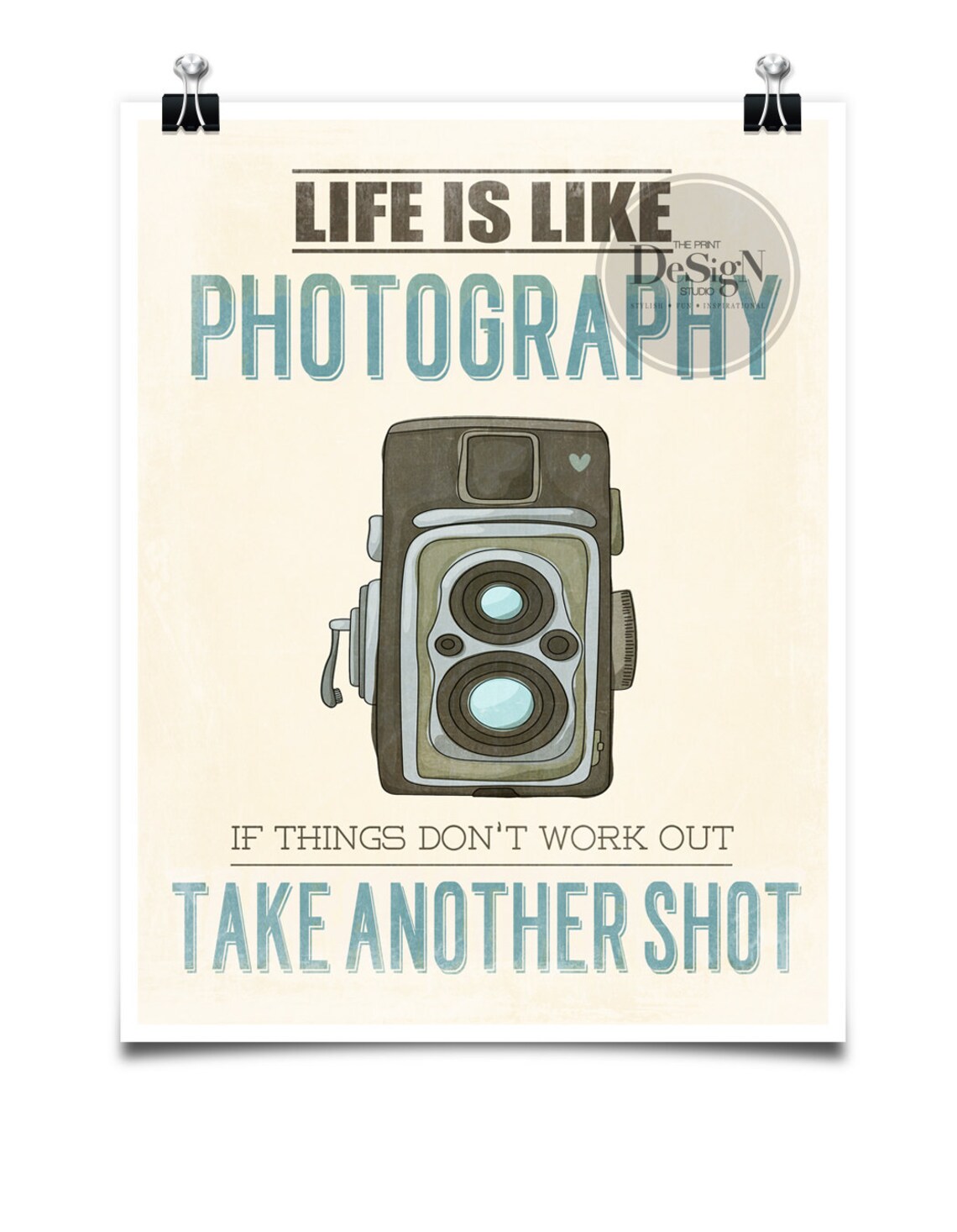 Life Is Like Photography Quote, Retro Poster Print