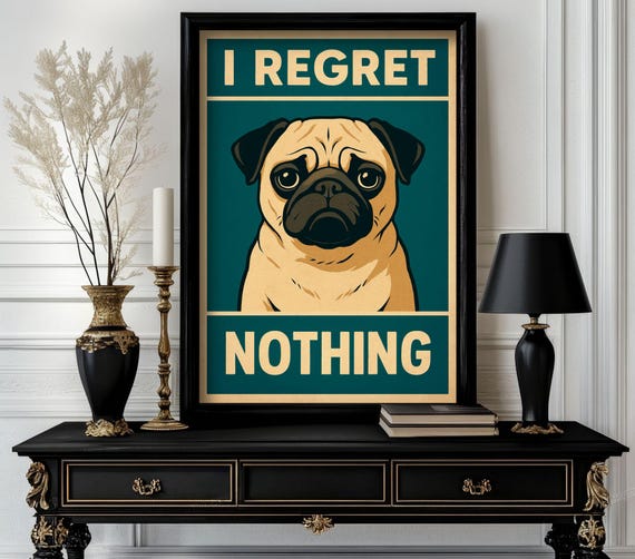 Funny Animal I Regret Nothing Poster Retro Wall Art Trending Decor White Elephant Gift Lover Cute Motivational28