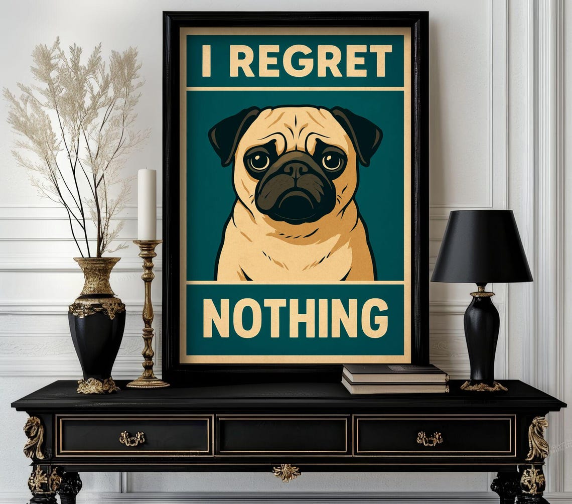 Funny Animal I Regret Nothing Poster Retro Wall Art Trending Decor White Elephant Gift Lover Cute Motivational28
