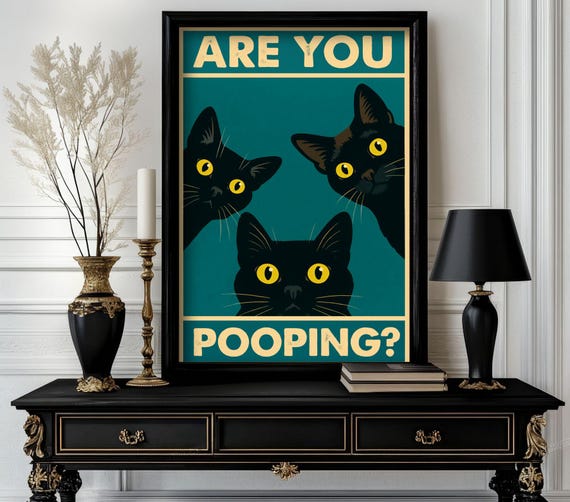Funny Animal Are You Pooping Retro Wall Art Trending Decor White Elephant Gift Lover Cute Motivational 98