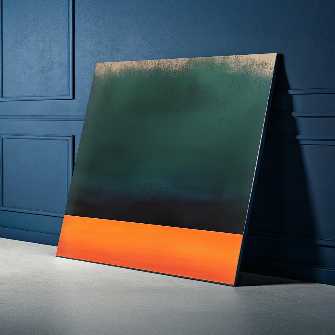 Abstract Color Field Deep Green Orange Band Modern Rothko Style Art Poster