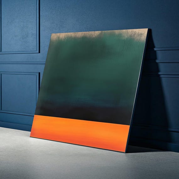 Mark Rothko Abstract Canvas Modern Color Block Wall Art Bold Green And Orange Contemporary Home Decor Ready To Hang