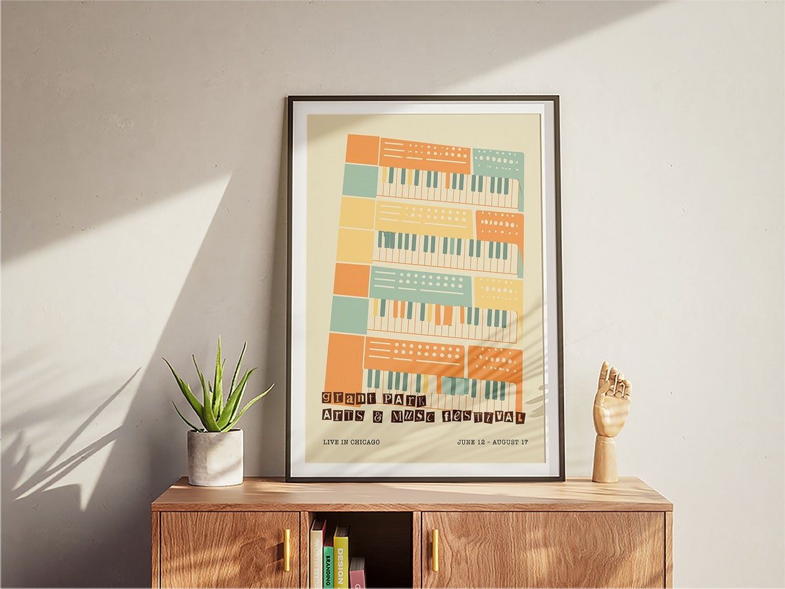 Chicago Music Arts Festival Poster Vintage Chicago Art Retro Festival Poster Grant Park Music Festival Mid Century Modern Wall Decor - Image 3
