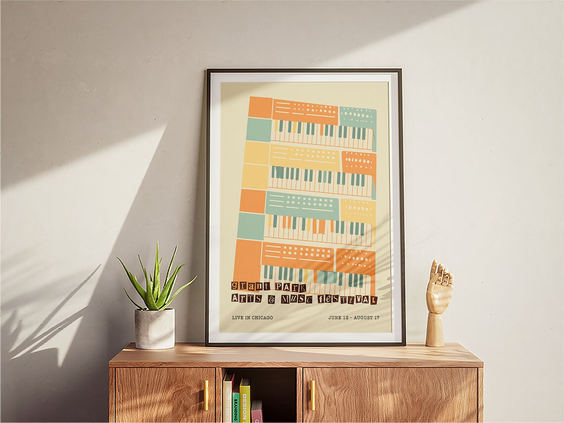 Grant Park Arts Music Festival Chicago Retro Keyboard Art Print - Image 3