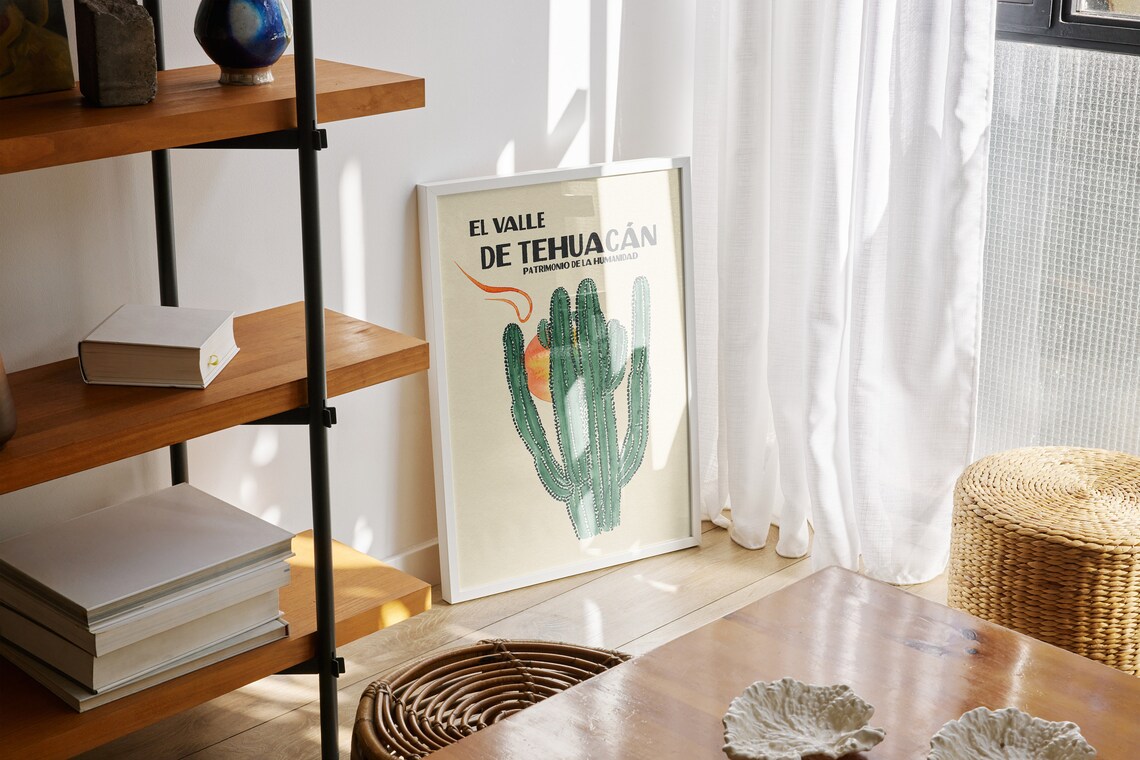 Vintage Mexico Valle De Tehuacan Cactus Poster - Image 3