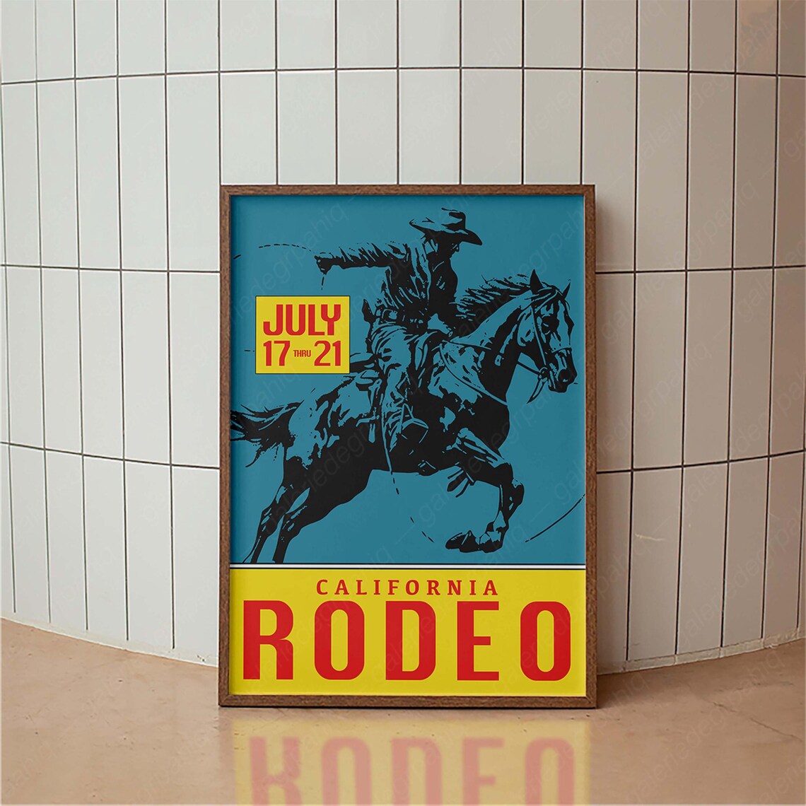 Vintage California Rodeo Poster, Western Typography Print