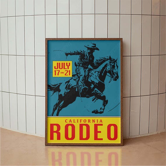 Vintage California Rodeo Poster, Western Typography Print