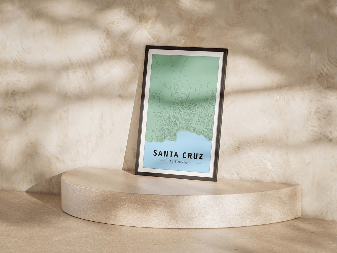 Santa Cruz California City Map Minimalist Green Blue Coast Poster - Image 5