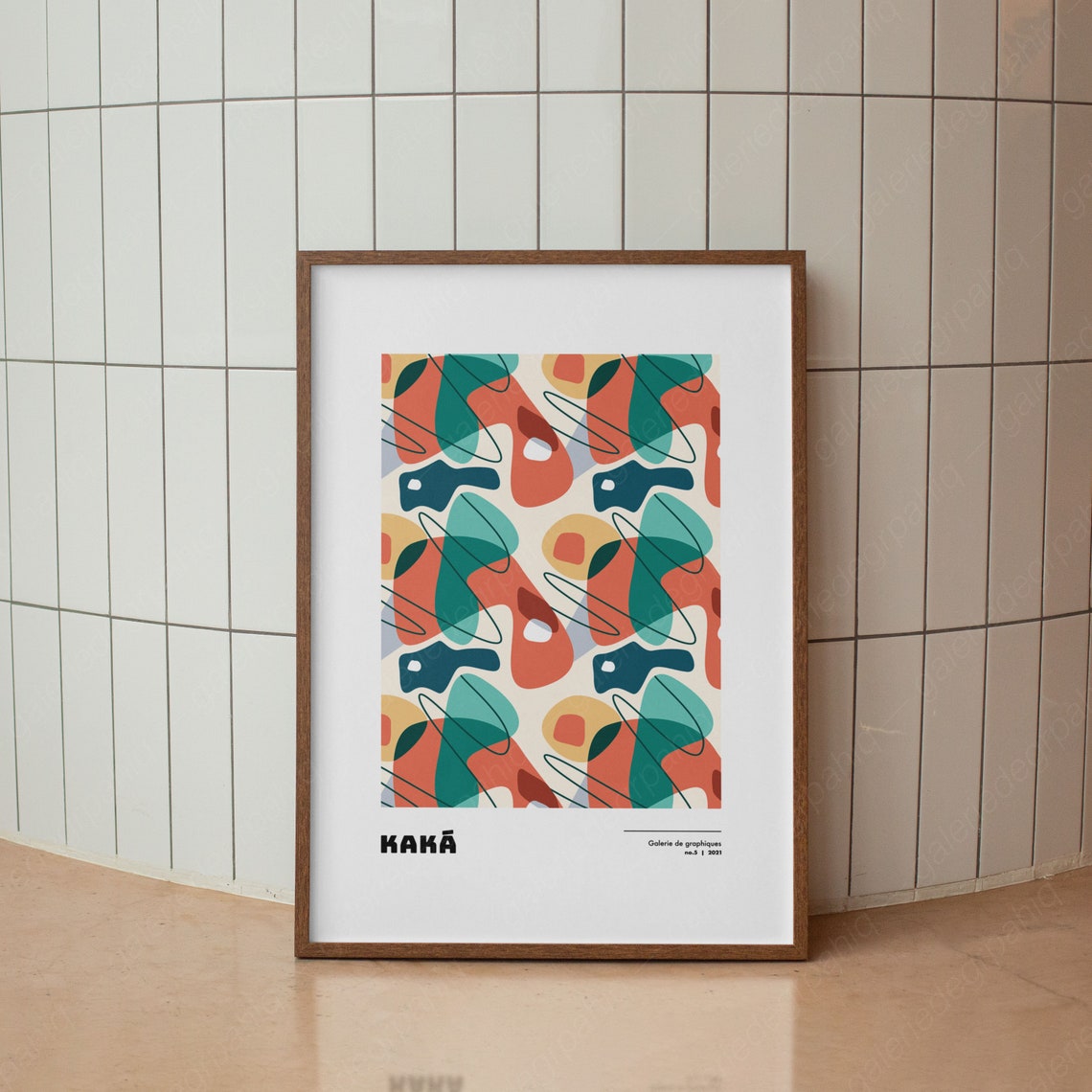 Kaka Galerie Graphiques Abstract Teal Orange Patterned Art Print