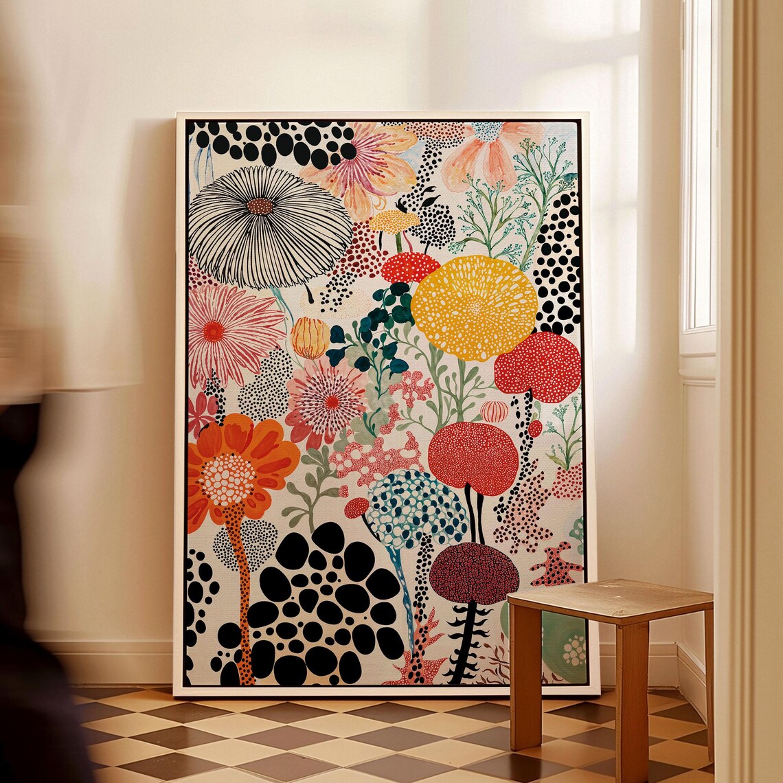Yayoi Kusama-Inspired Polka Floral Art Print