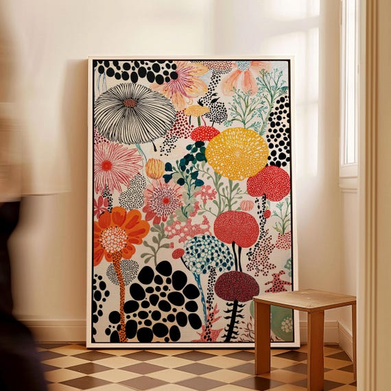 Yayoi Kusama-Inspired Polka Floral Art Print