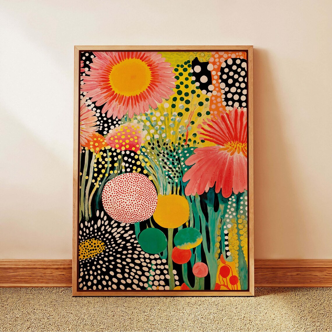 Yayoi Kusama Japandi Floral Abstract Art Print