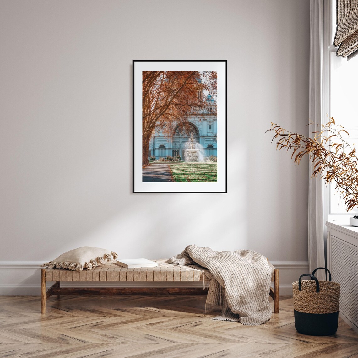 Melbourne Australia Royal Exhibition Building Autumn Fountain Poster - Image 2