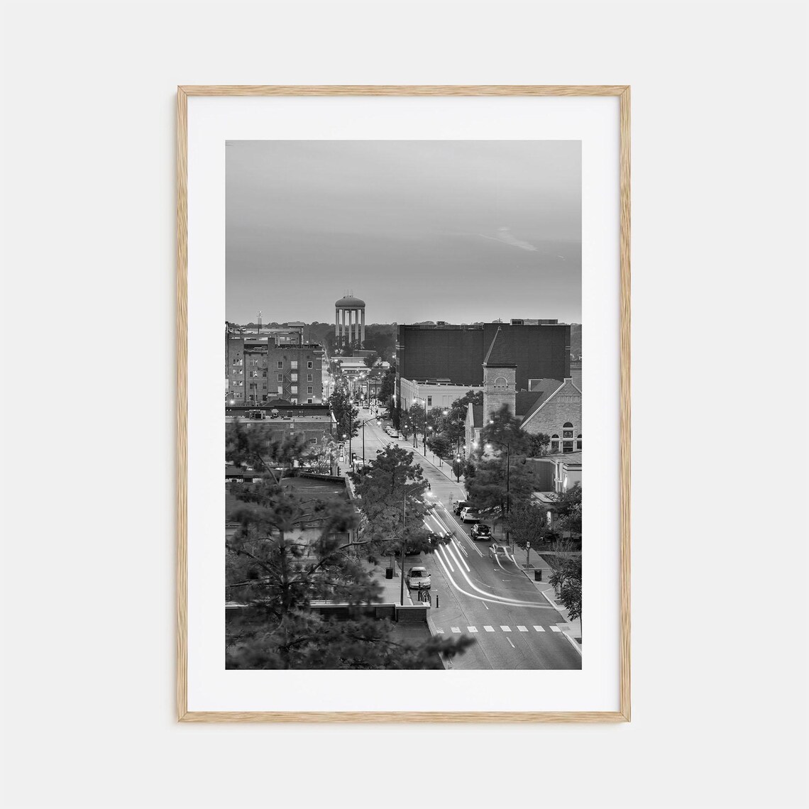 Columbia Missouri Downtown Dusk Street Black and White Poster