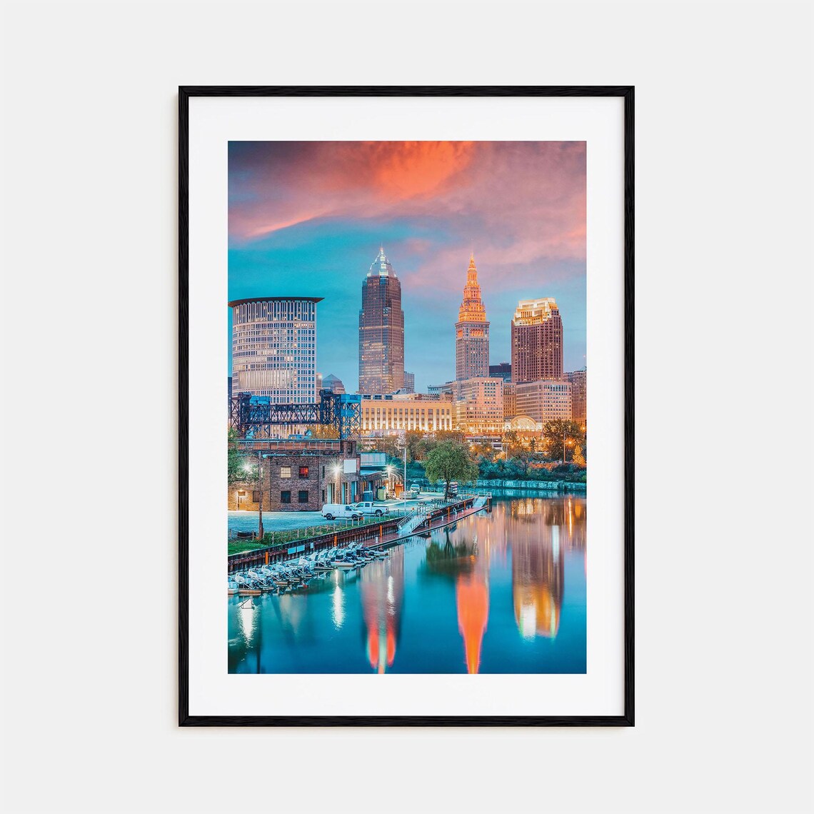 Cleveland Colorful Travel Poster, City Map Art