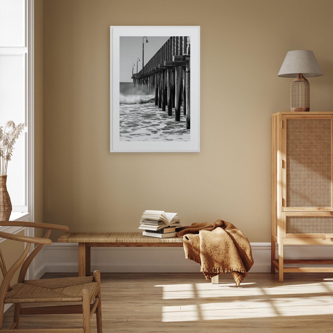 Cayucos Black and White Travel Poster, Map Art - Image 3