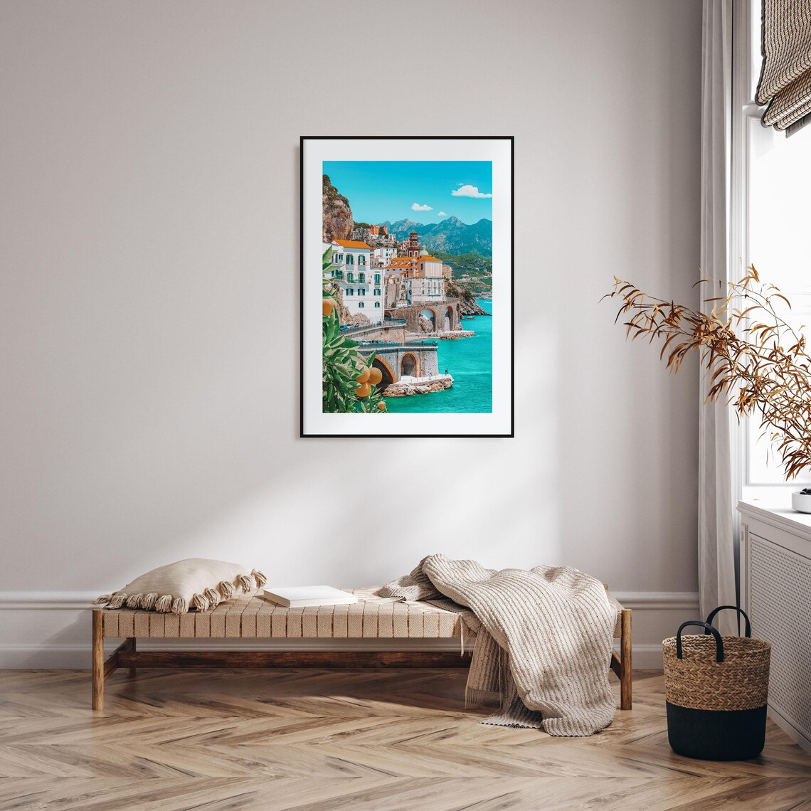 Amalfi Italy Coastal Town Domed Church Above Turquoise Sea Poster - Image 2