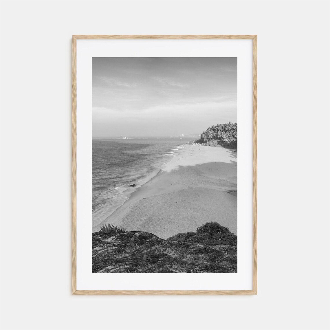 Kerala India Long Beach Black And White Palm Coast Arabian Poster